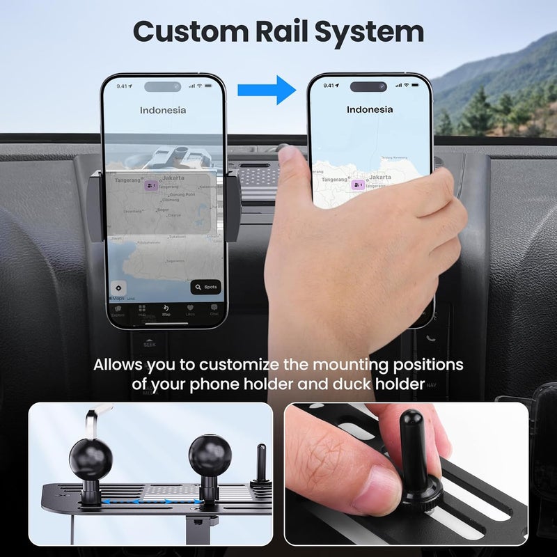 DIAMOOKY Upgraded Metal Phone Mount Compatible with Jeep Wrangler JK JKU 2018 2017 2016 2015 2014 2013 2012 2011 Accessories, Dash Phone Holder with Duck Mounts System Kit - Image 5